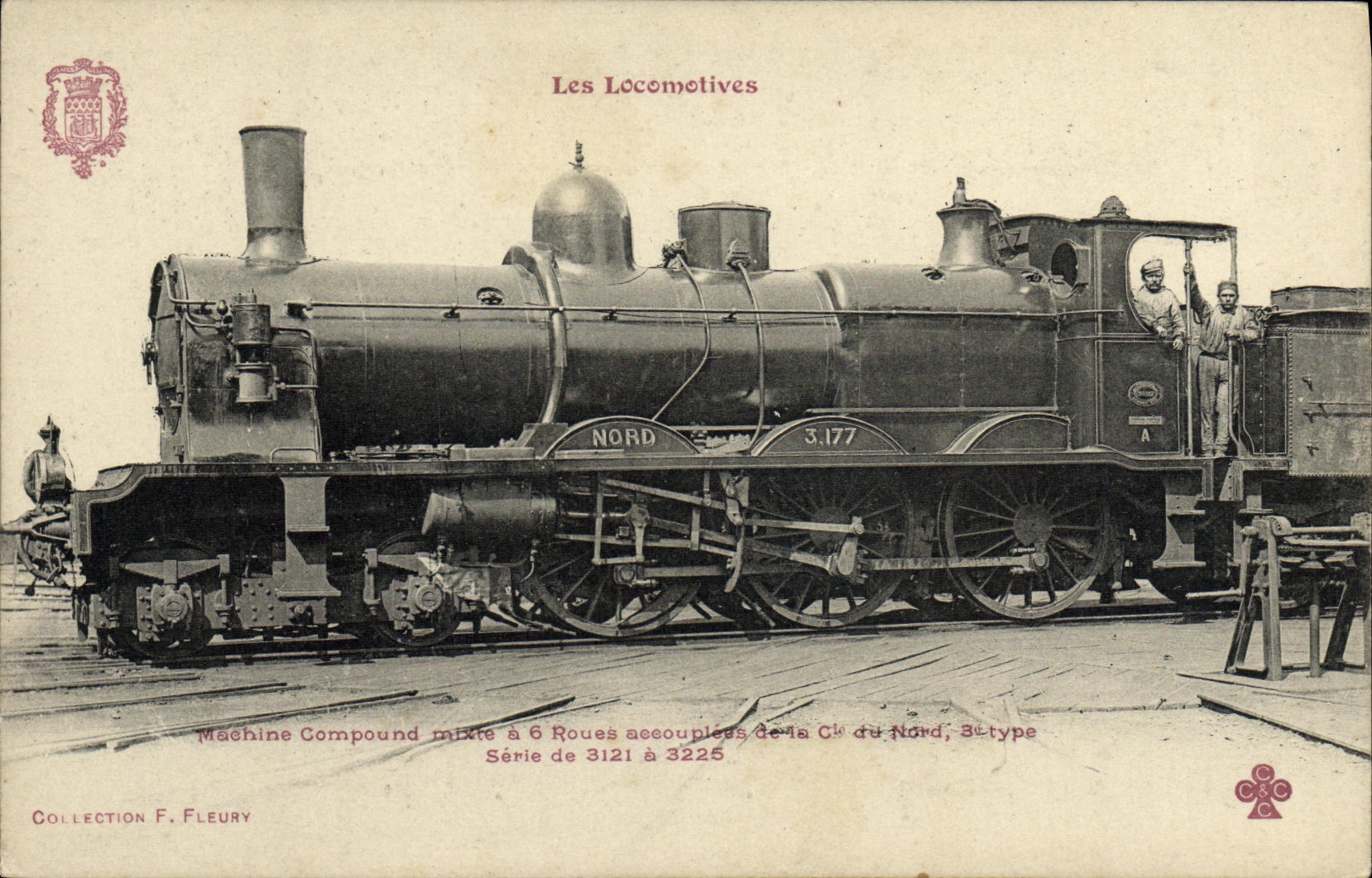 CPA Locomotive Train Machine Compound mixte a 6 roues de la Cie du Nord