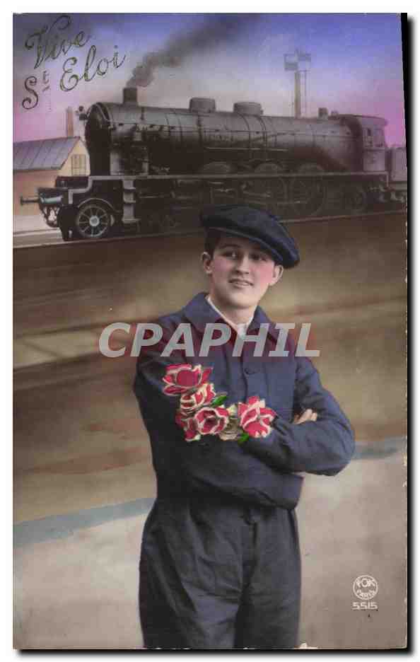 CPA Train Cheminot Vive St Eloi 