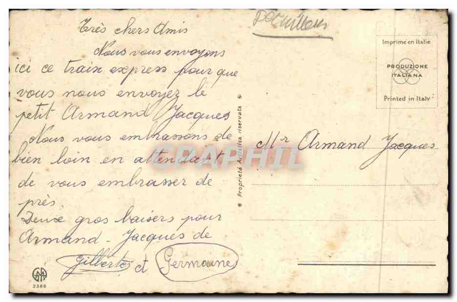 CPA Fantaisie Train Poussins Paques — Rückseite
