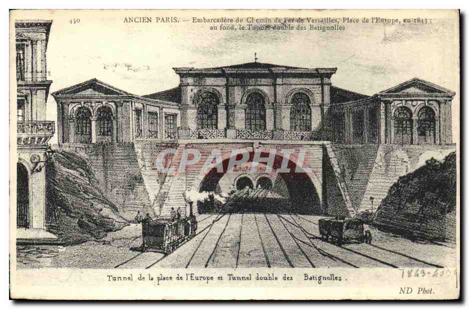 CPA Train Ancien Paris Chemin de fer de Versailles Embarcadere de la place de l'Europe en 1843 Batignolles