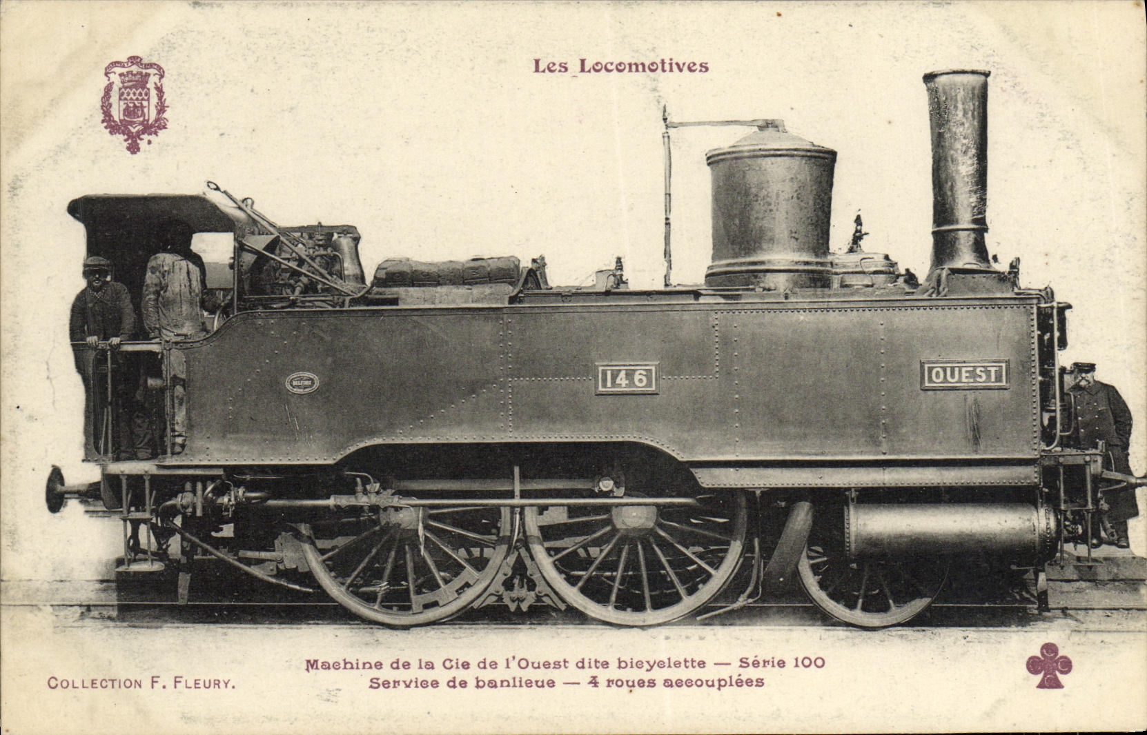 CPA Train Locomotive Machine de la Cie de l'Ouest dite Bicyclette Srie 100