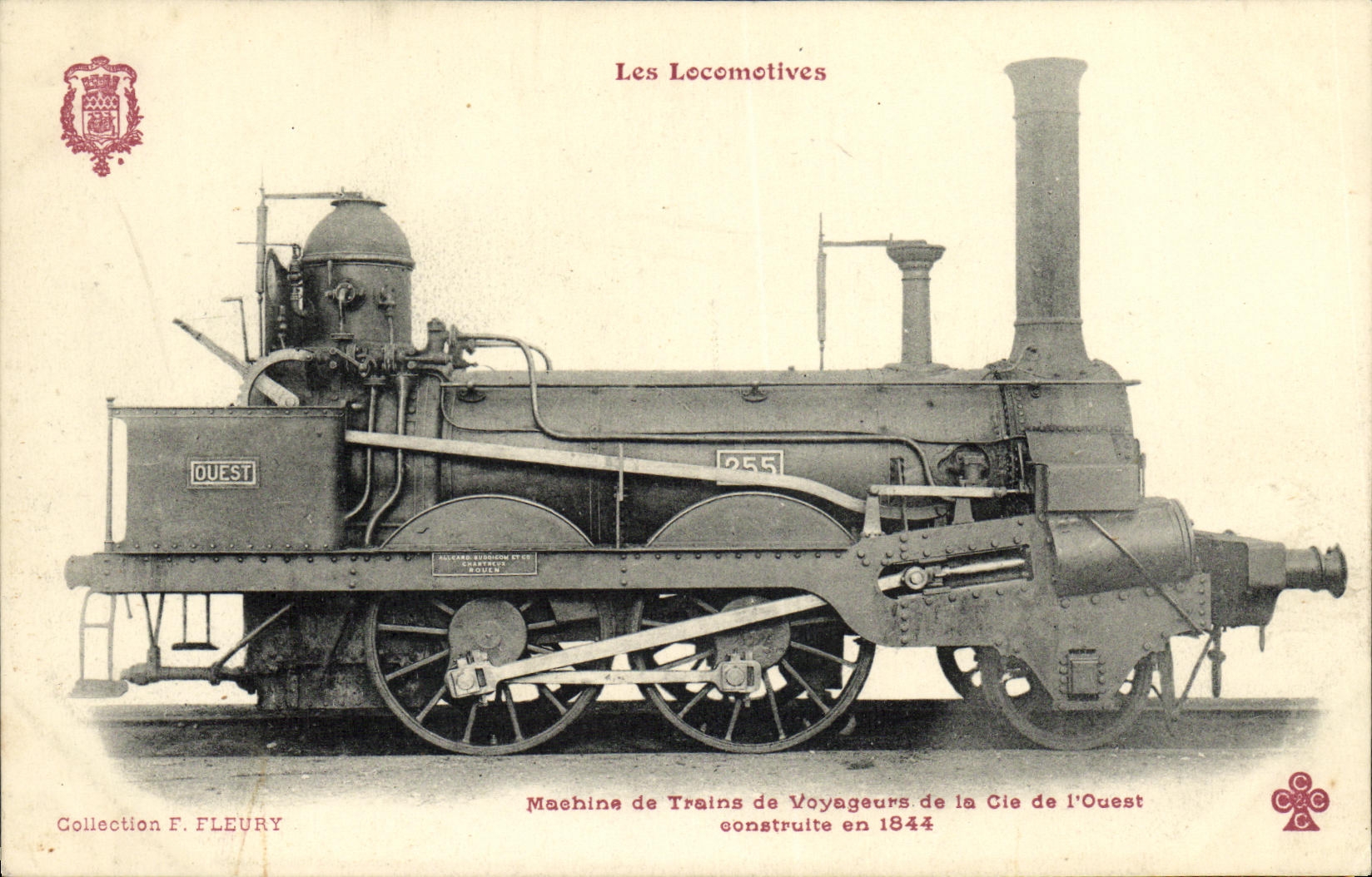 CPA Train Locomotive Machine de trains de voyageurs de la Cie de l'Ouest 1844 