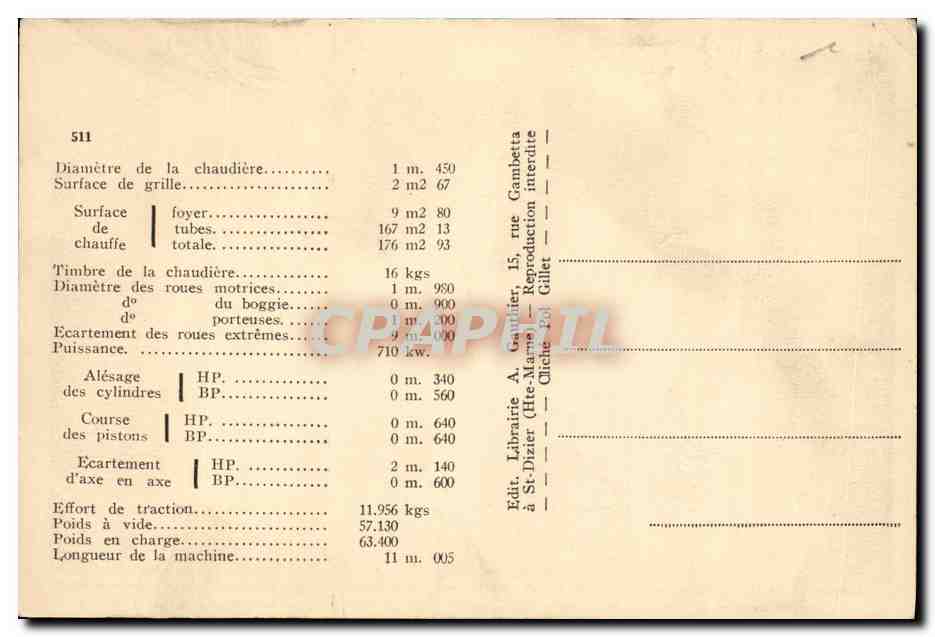 CPA Train Locomotive armistice ex allemande 2703 type Atlantic — Rückseite