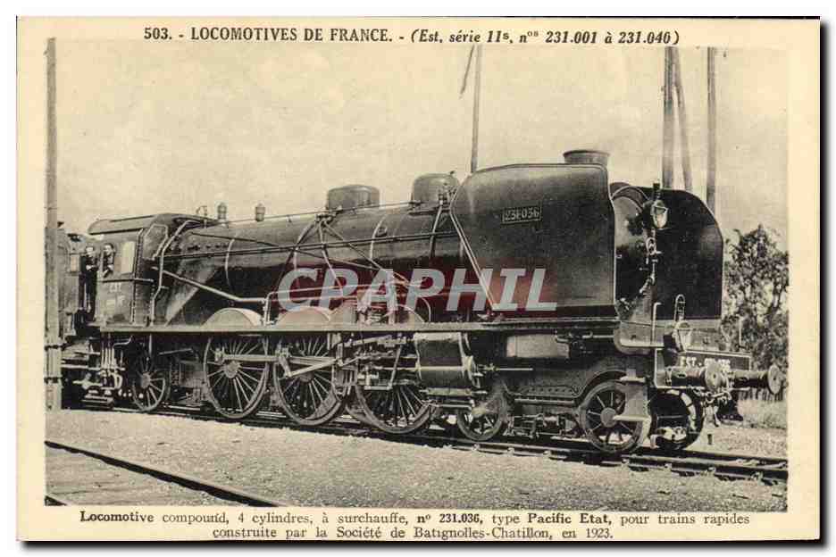 CPA Train Locomotive compound a 4 cylindres Pacific Etat