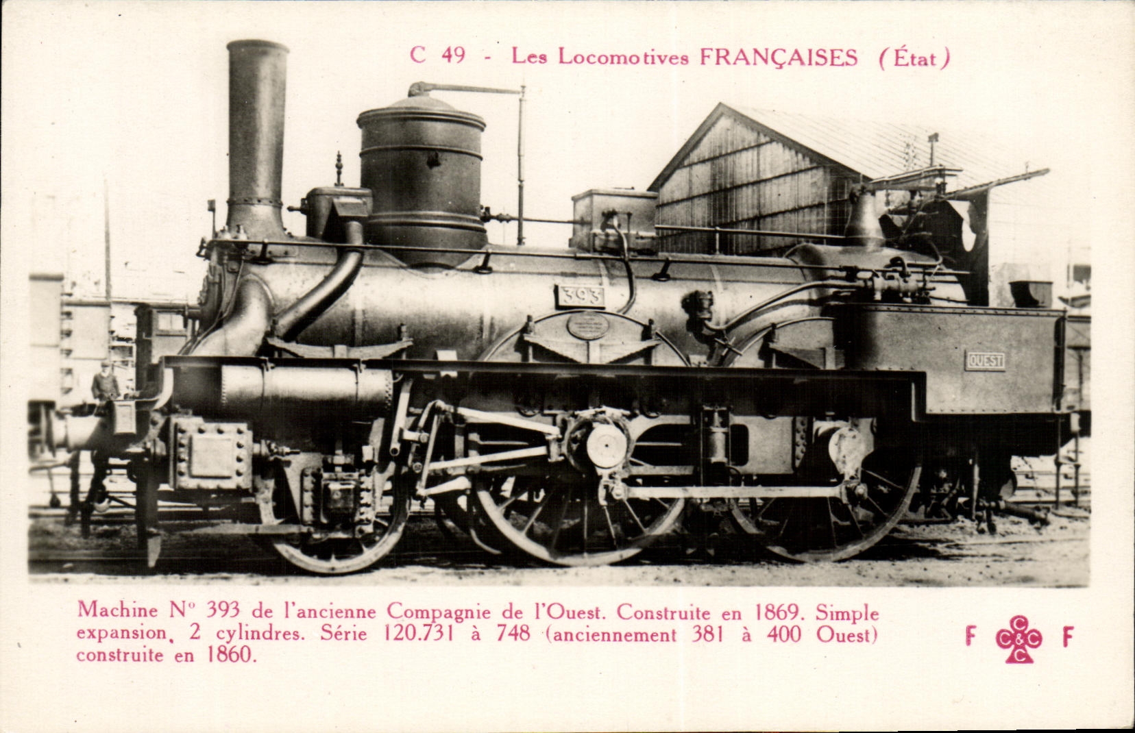 CPA Train Locomotive Machine 393 de l'ancienne Compagnie de l'Ouest 