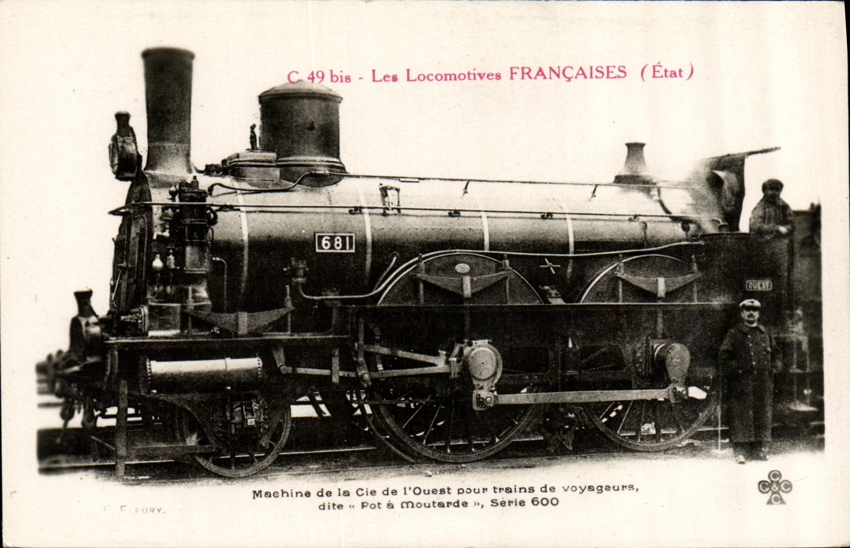 CPA Train Locomotive Machine de la Cied e l'Ouest pour trains de voyageurs Pot a moutarde SErie 600