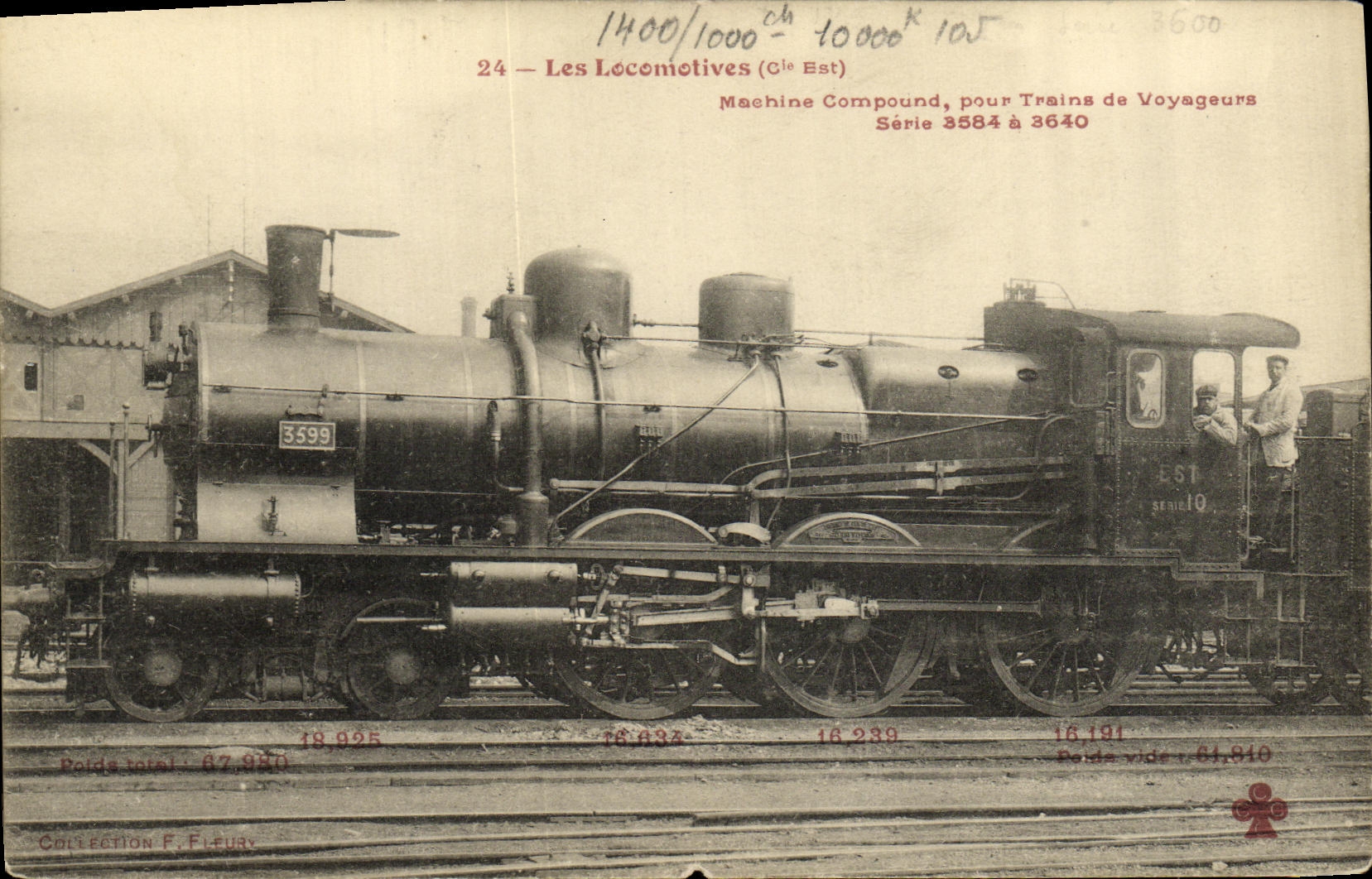 CPA Train Locomotive Machine Compound Serie 3584 a 3640