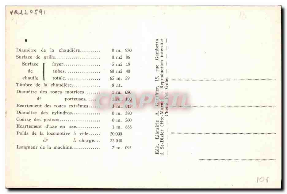 CPA Train Locomotive Machine 40 Le Marechal de SAxe — Verso