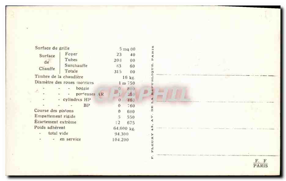 CPA Train Locomotive Espagne Machine 4601  — Verso