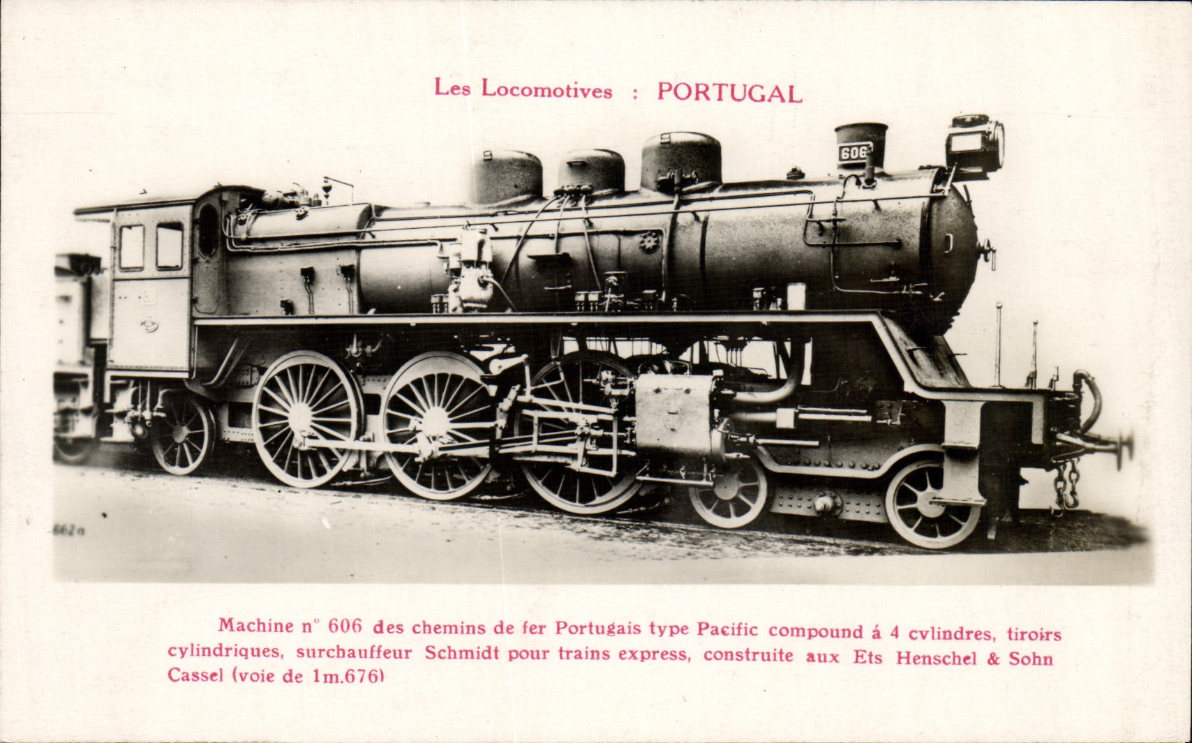 CPA Train Locomotive Machine 606 des chemins de fer portugais Portugal
