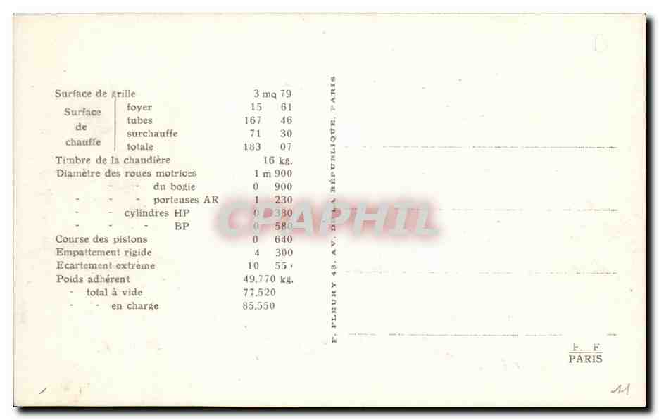 CPA Train Locomotive Machine 606 des chemins de fer portugais Portugal — Verso