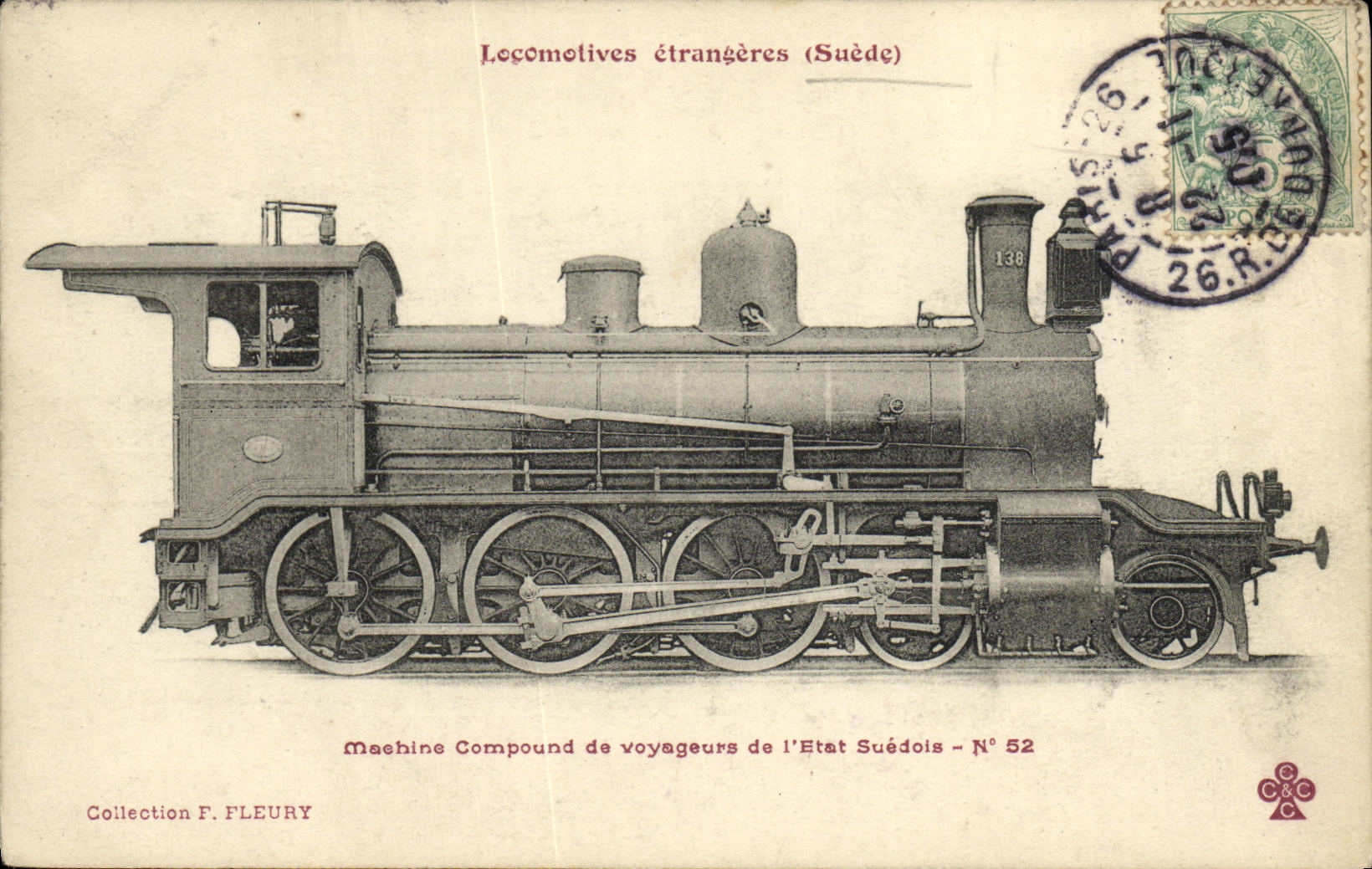 CPA Train Locomotive Suede Machine a Compund Svenska Sweden 