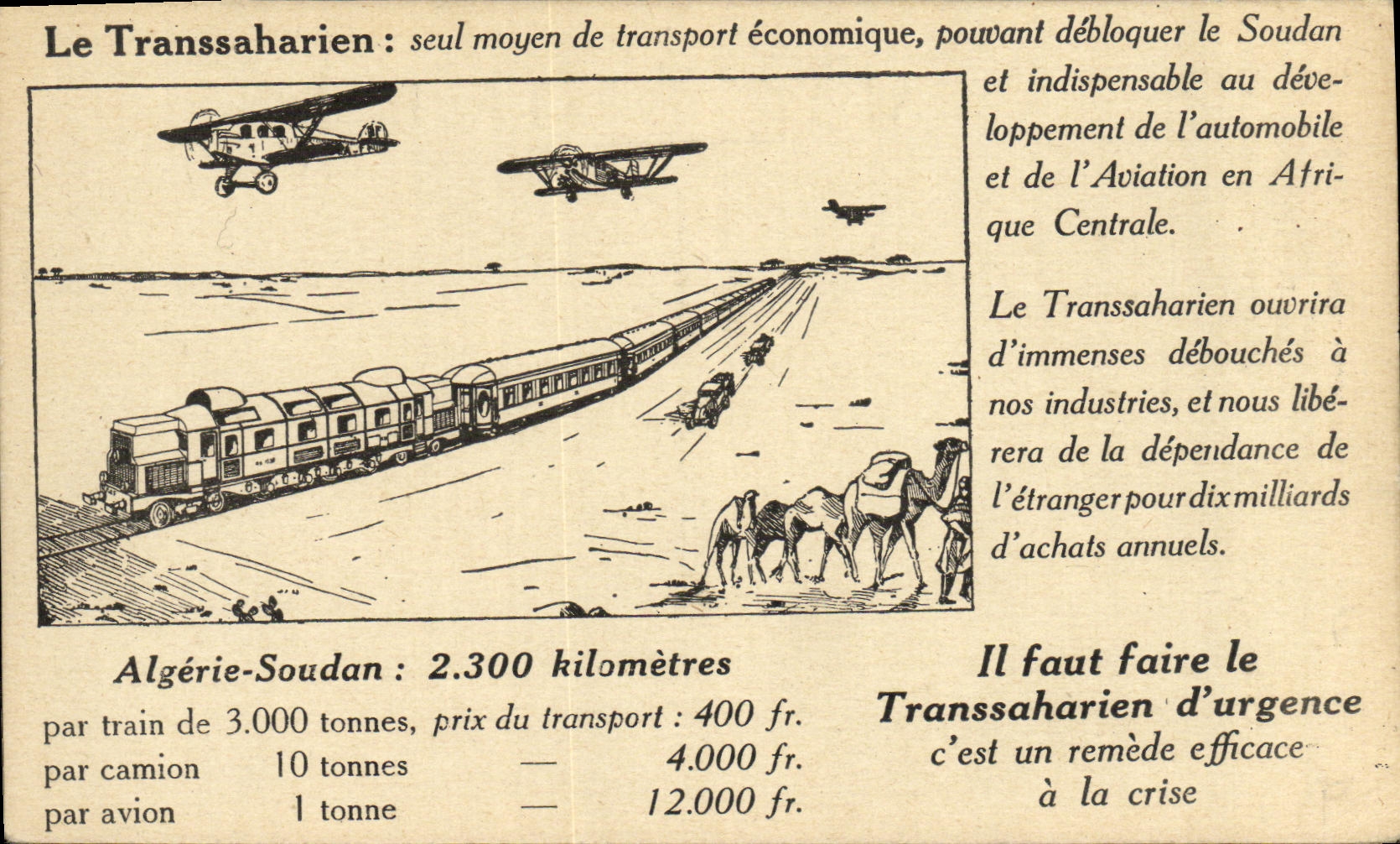 CPA Train Transsaharien Algerie Soudan Avion 