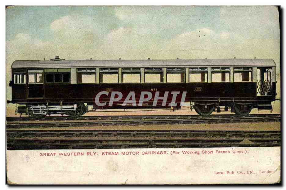 CPA Train Great Western Rly Steam Motor Carroiage 