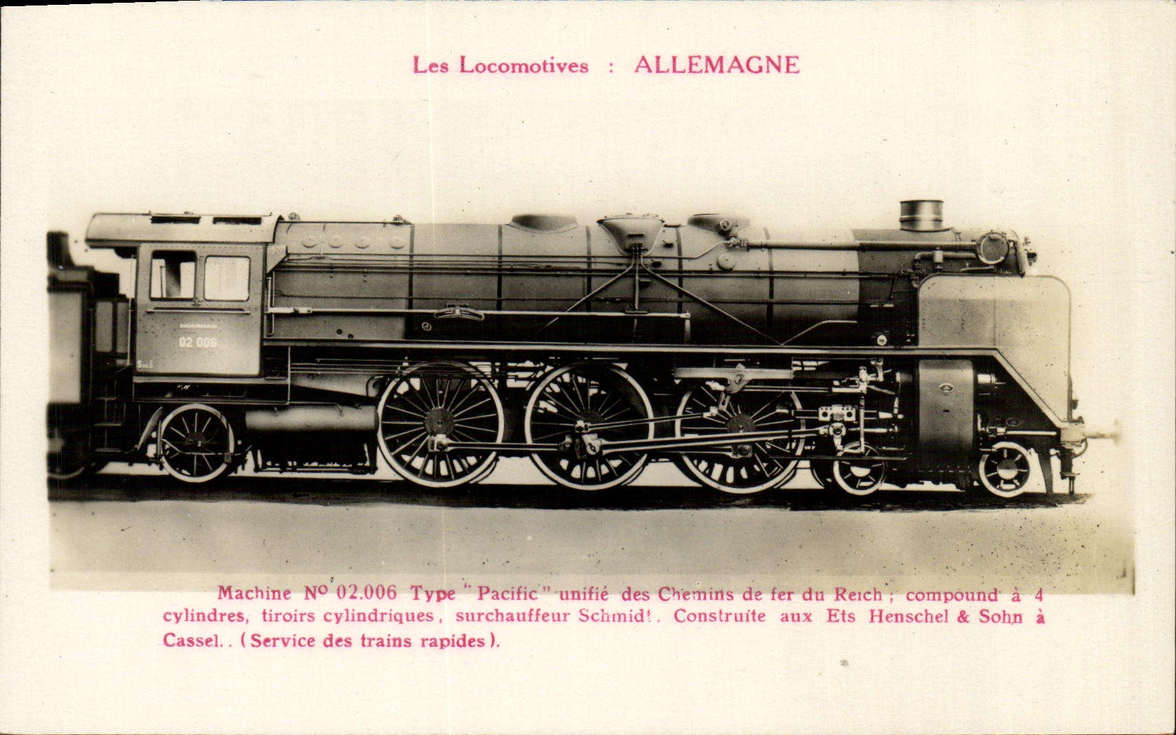 CPA Train Locomotive Machine 02006 Type Pacific Allemagne