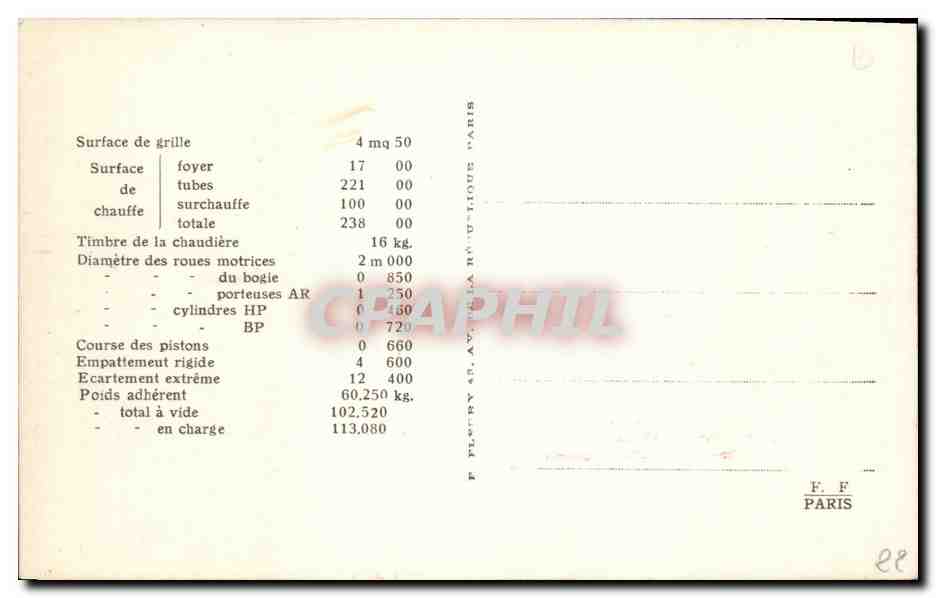 CPA Train Locomotive Machine 02006 Type Pacific Allemagne — Back