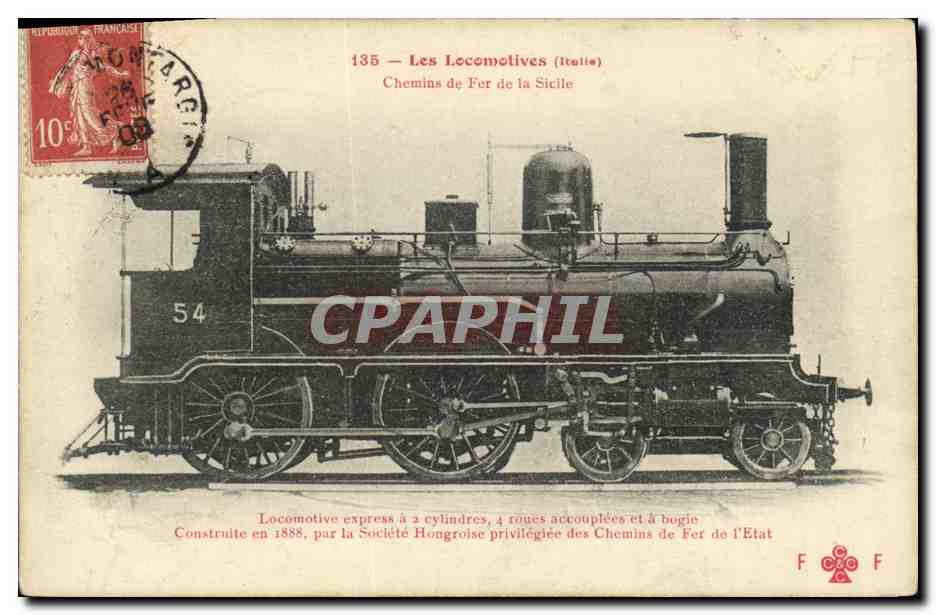 CPA Train Locomotive express a 2 cylindres Italie 