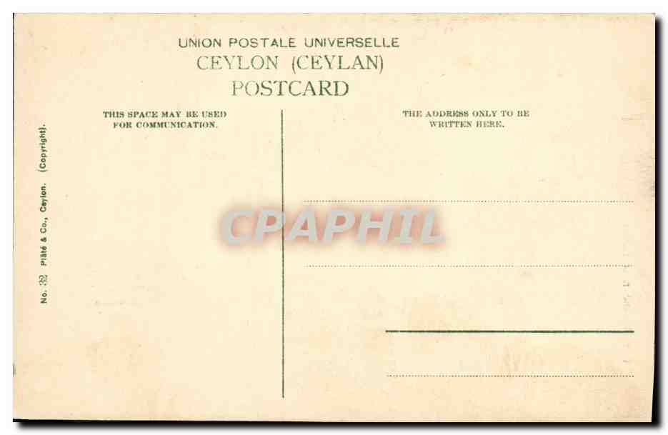Railway Incline near Kandy — Ceylan (Sri Lanka) — PIBÉ & Co., Ceylon, No. 32 — Verso