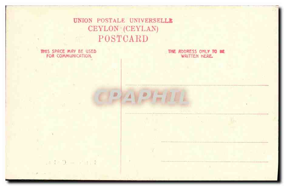CPA Sri Lanka Ceylan Kandy  — Verso