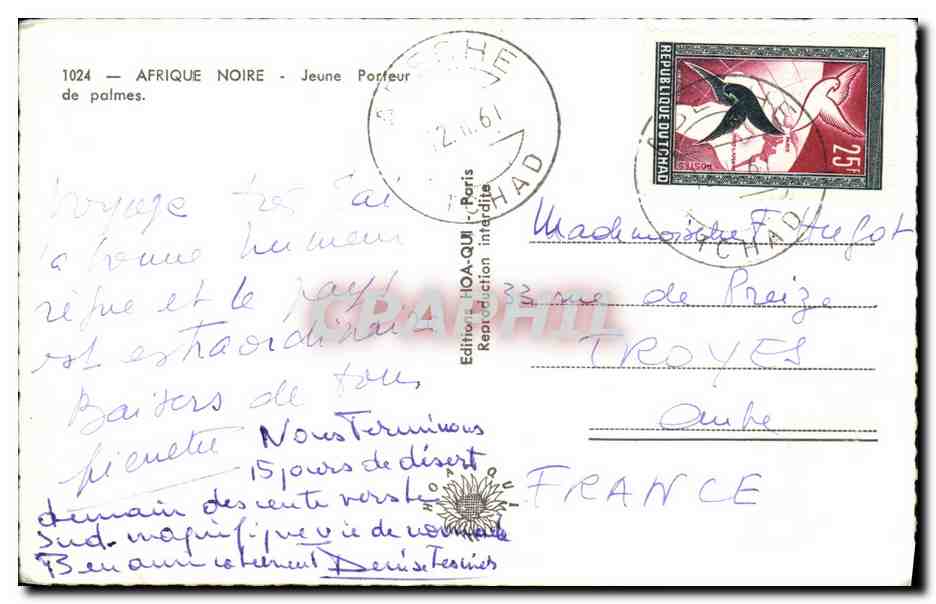CPM Afrique noire Jeune porteur de palmes — Back