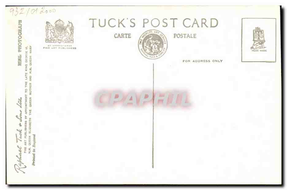 La couronne de la Reine Elizabeth — Vue du fly-past — Tuck Card C 31 — Achterkant