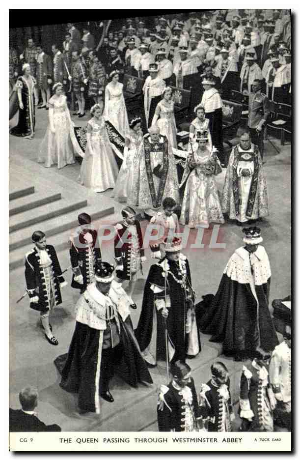 La Reine passant par l'Abbaye de Westminster — Tuck's Postcard, série CG 9
