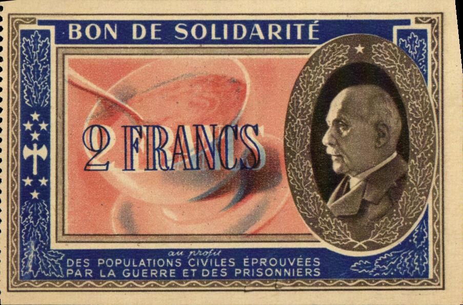 Bon de solidarite Petain 2 Francs