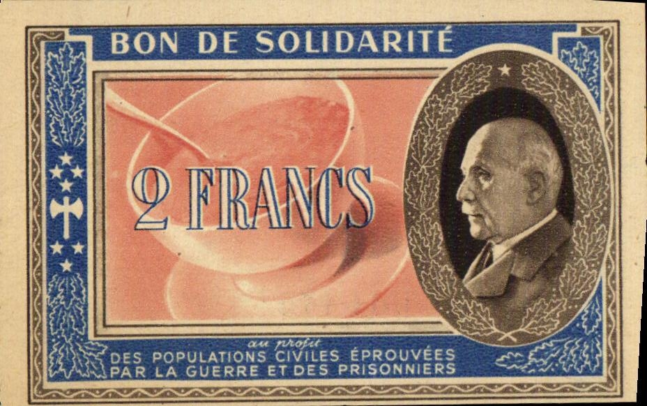 Bon de solidarite Petain 2 Francs