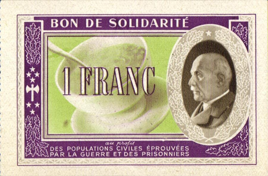 Bon de solidarite Petain 1 Franc
