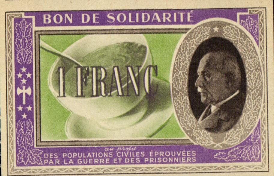 Bon de solidarite Petain 1 Franc