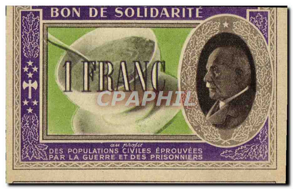 Bon de solidarite Petain 1 Franc
