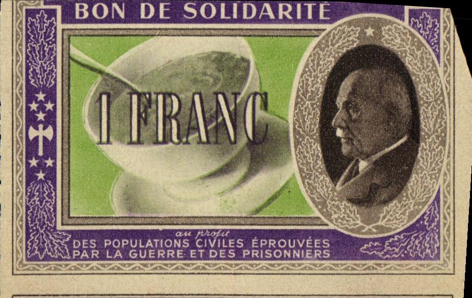 Bon de solidarite Petain 1 Franc