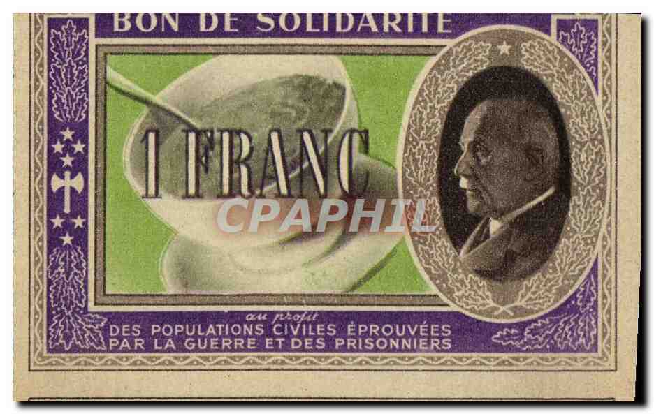 Bon de solidarite Petain 1 Franc