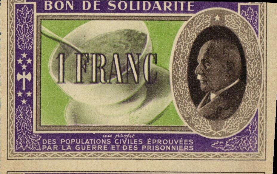 Bon de solidarite Petain 1 Franc