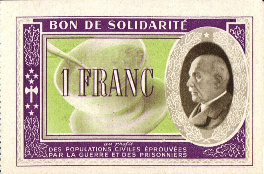 Bon de solidarite Petain 1 Franc
