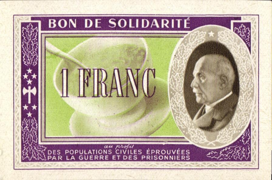 Bon de solidarite Petain 1 Franc