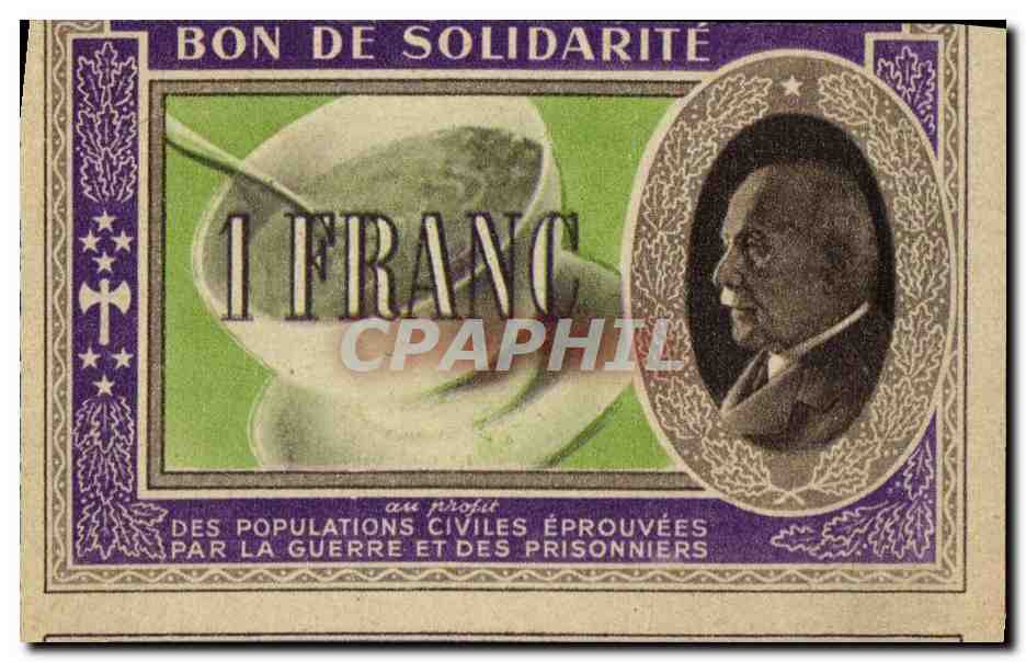 Bon de solidarite Petain 1 Franc
