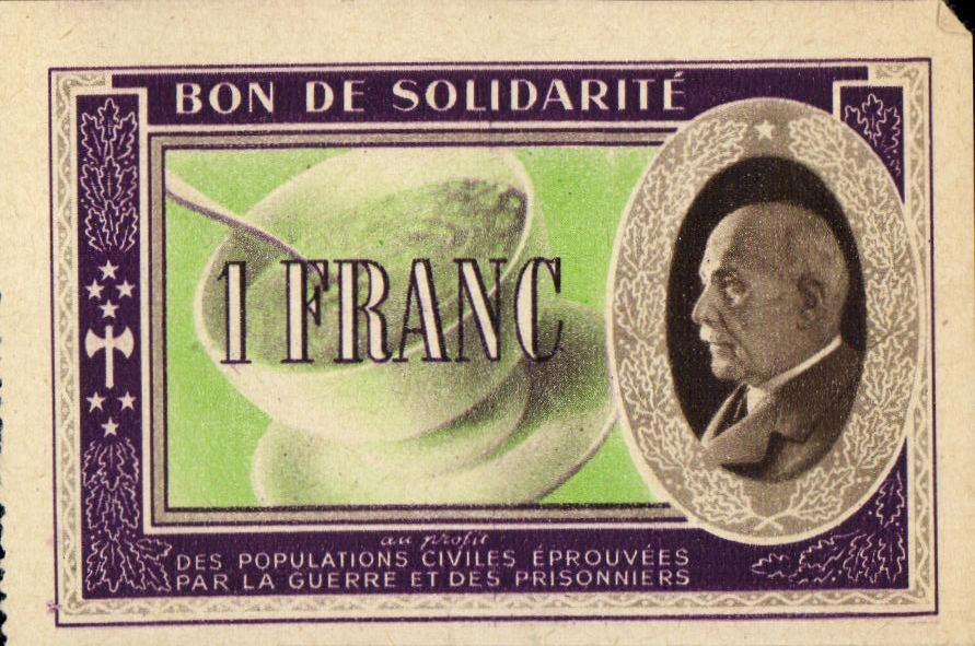 Bon de solidarite Petain 1 Franc