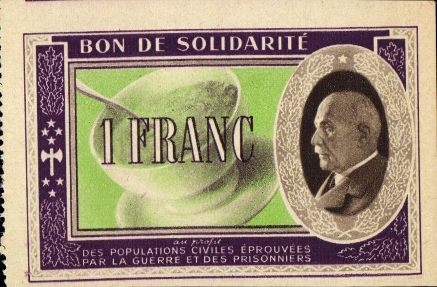 Bon de solidarite Petain 1 Franc