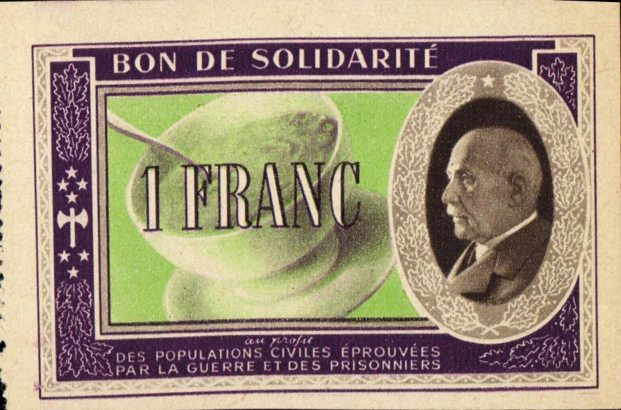 Bon de solidarite Petain 1 Franc