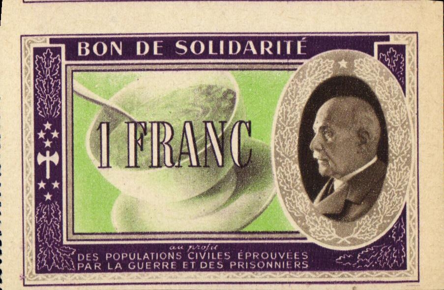 Bon de solidarite Petain 1 Franc