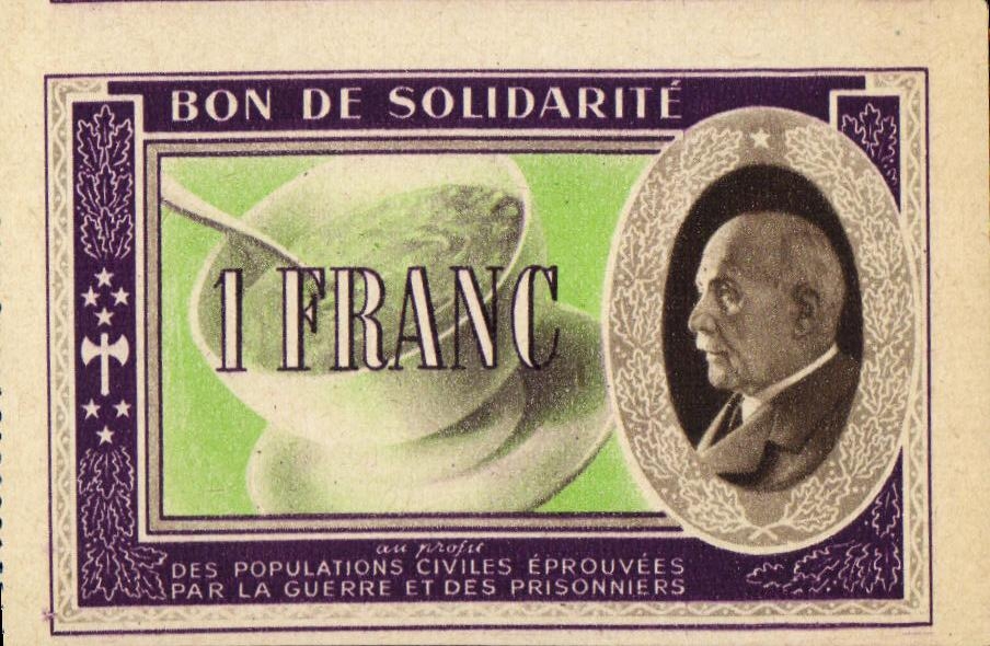 Bon de solidarite Petain 1 Franc