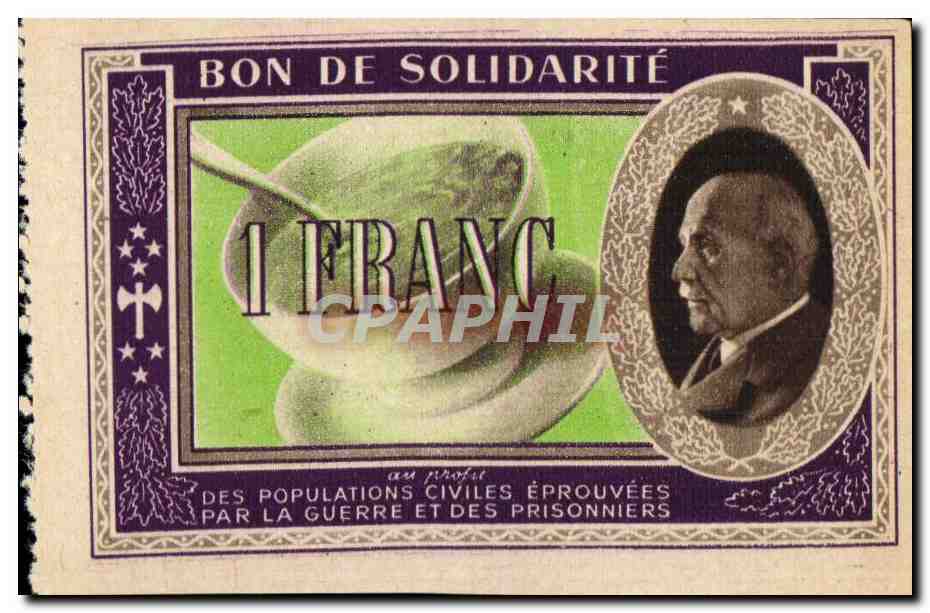 Bon de solidarite Petain 1 Franc