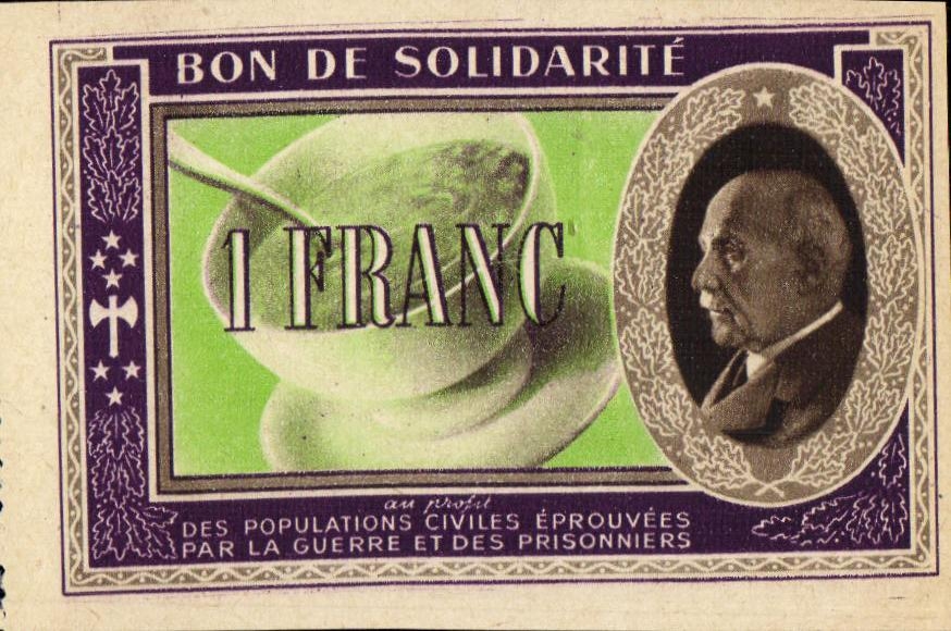 Bon de solidarite Petain 1 Franc