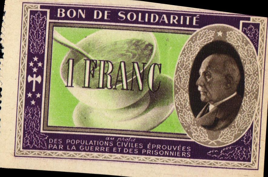 Bon de solidarite Petain 1 Franc