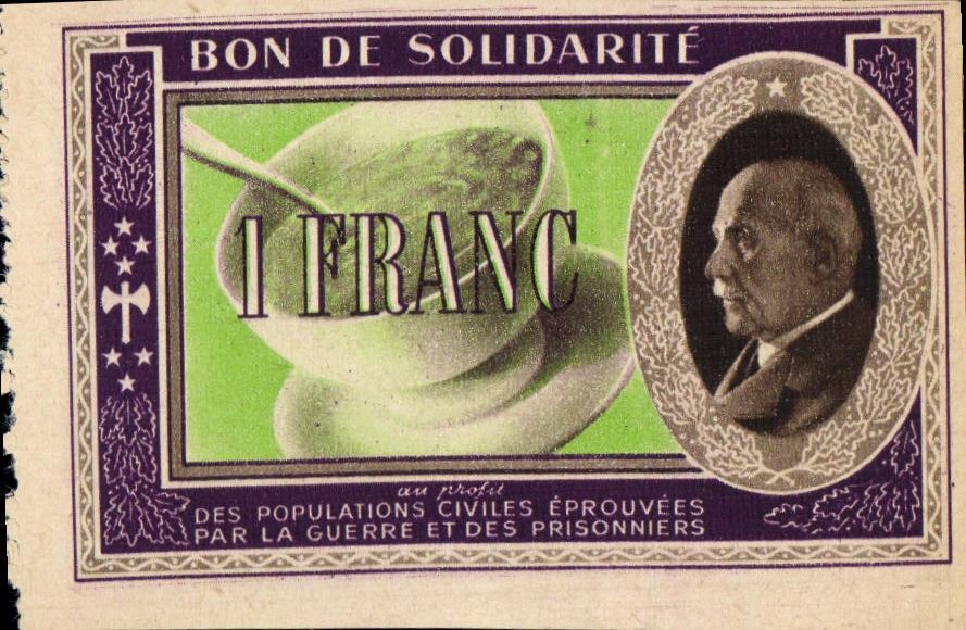 Bon de solidarite Petain 1 Franc