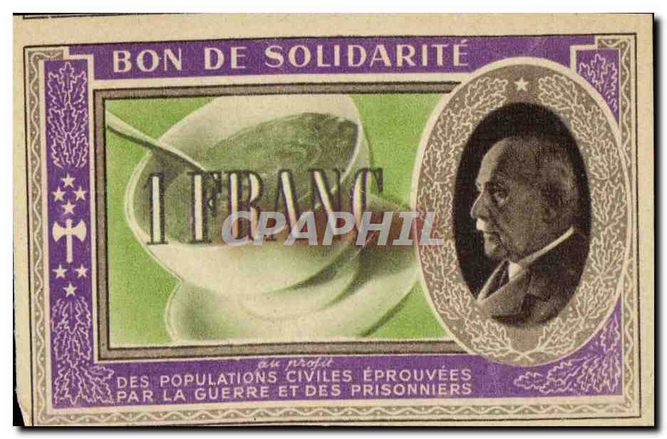 Bon de solidarite Petain 1 Franc