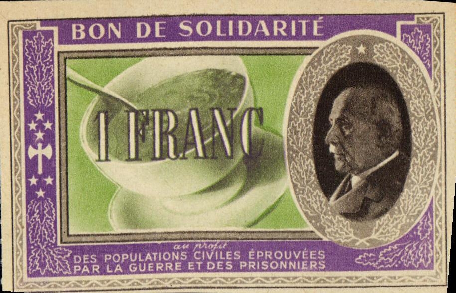 Bon de solidarite Petain 1 Franc