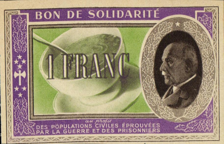 Bon de solidarite Petain 1 Franc