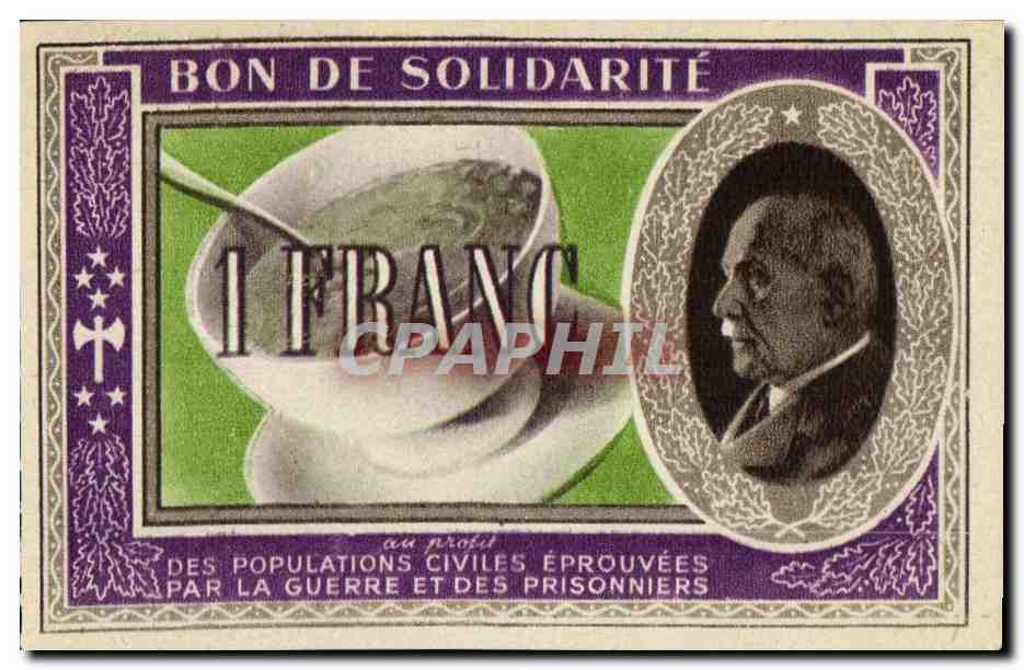 Bon de solidarite Petain 1 Franc